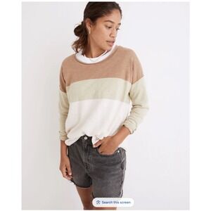 Madewell Palmdale Linen Blend Colorblock Stripe Sweater XS Coastal Indie Minimal
